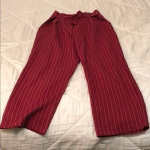 Burgundy Paper-bag Pants